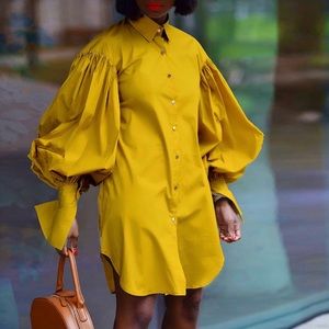 “HER” Puff Sleeve Shirt Dress